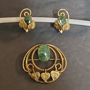 12K GF TK Brooch & Screw Back Earring Set